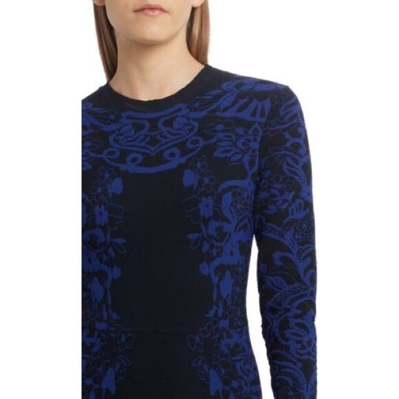 Valentino Delft Jacquard Long Sleeve Midi Sweater Dress Knit Blue M $3960 2020 - Picture 6 of 14
